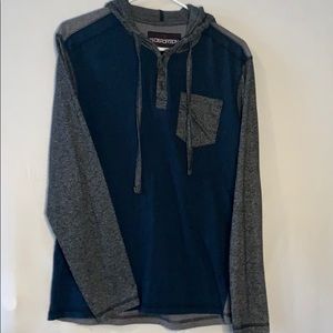 Long sleeve, navy/charcoal gray hooded tee NWOT